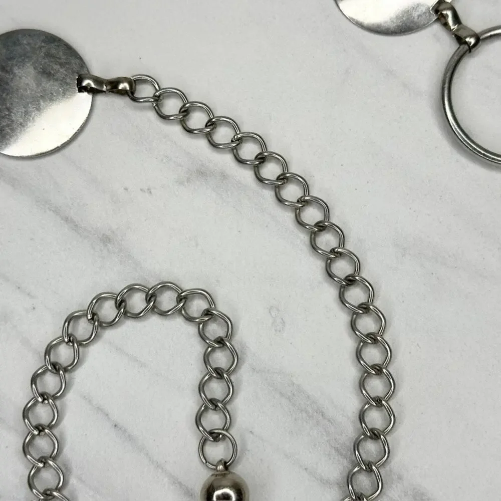 Silver Tone Disc Chain Link Belt One Size (OS) ✨